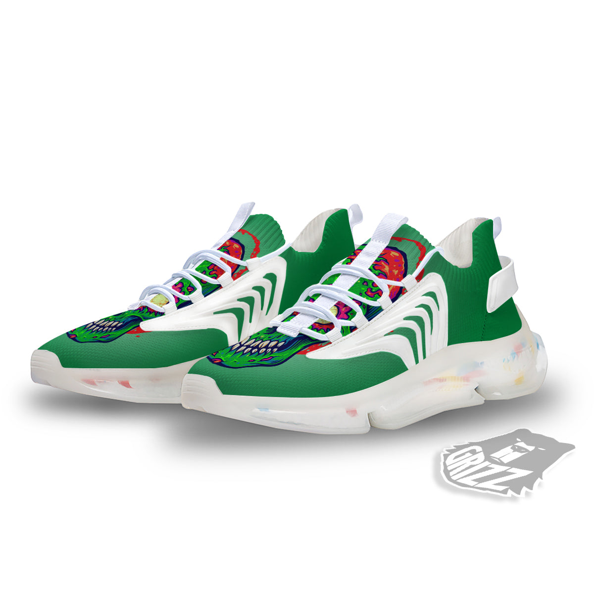 Zombie Halloween Skull Print White Gym Shoes-grizzshop