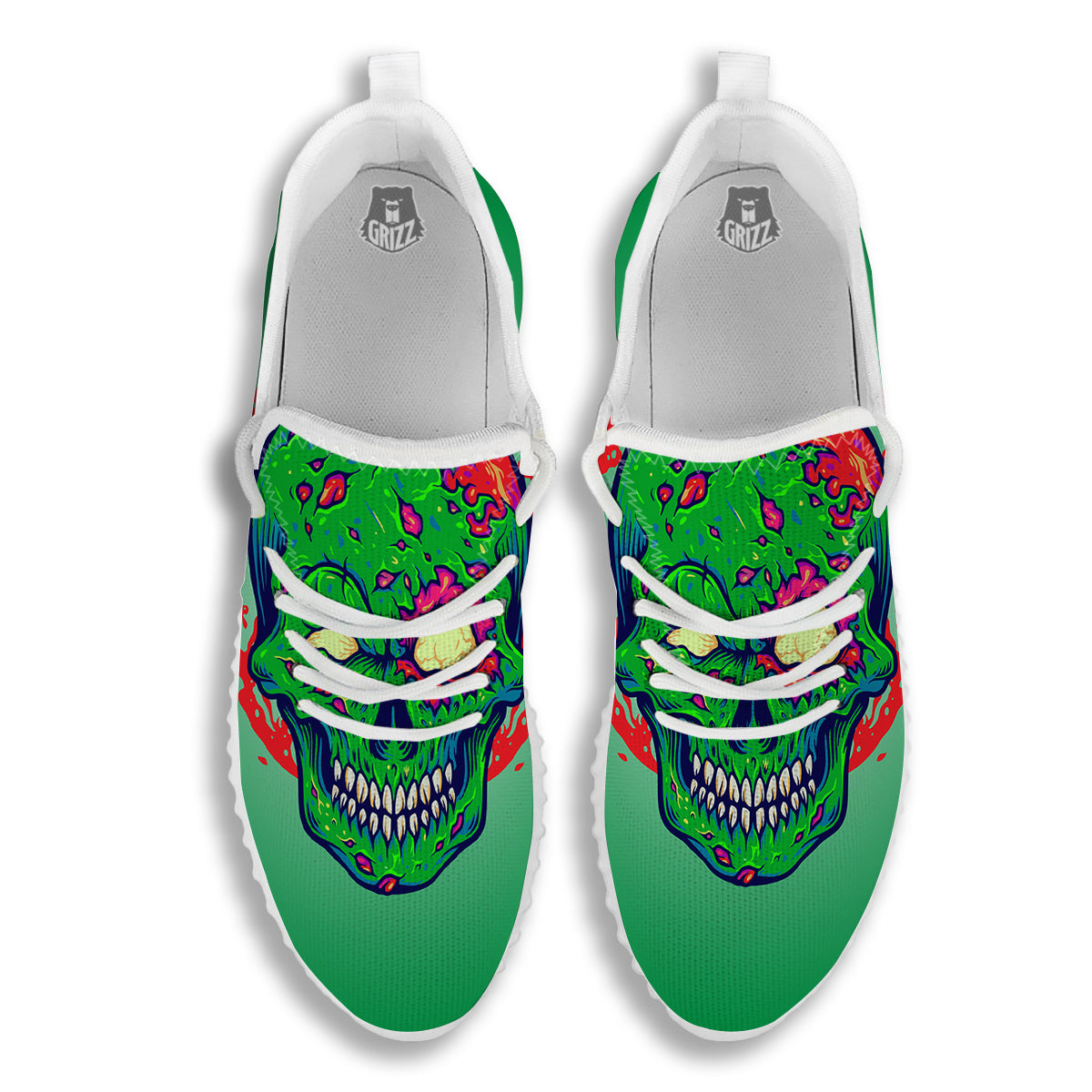 Zombie Halloween Skull Print White Walking Shoes-grizzshop