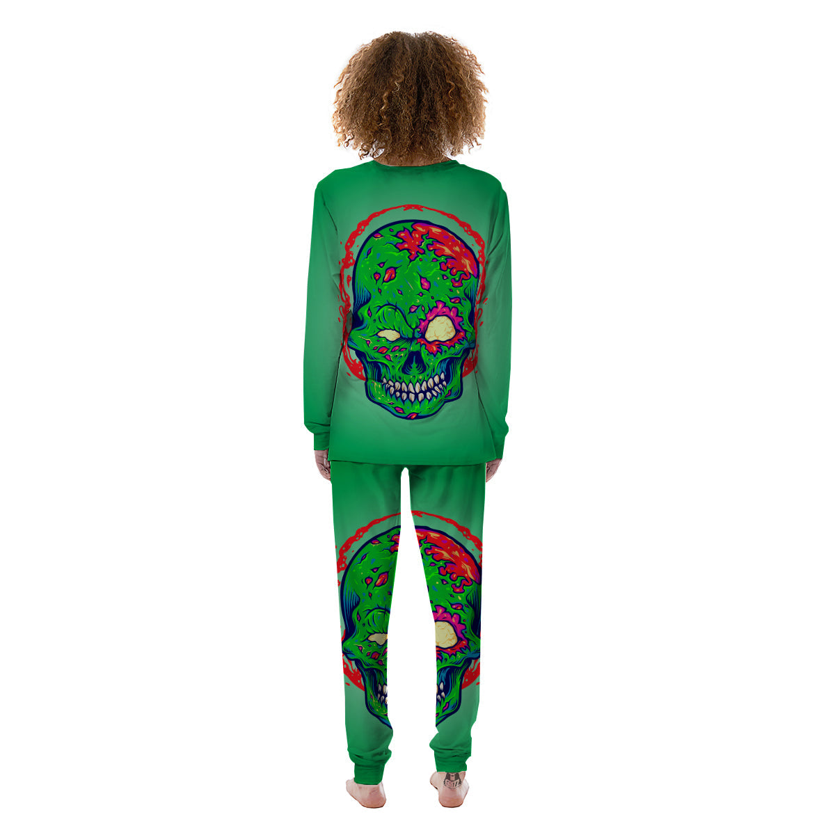 Zombie Halloween Skull Print Women's Pajamas-grizzshop