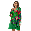 Zombie Halloween Skull Print Women's Robe-grizzshop