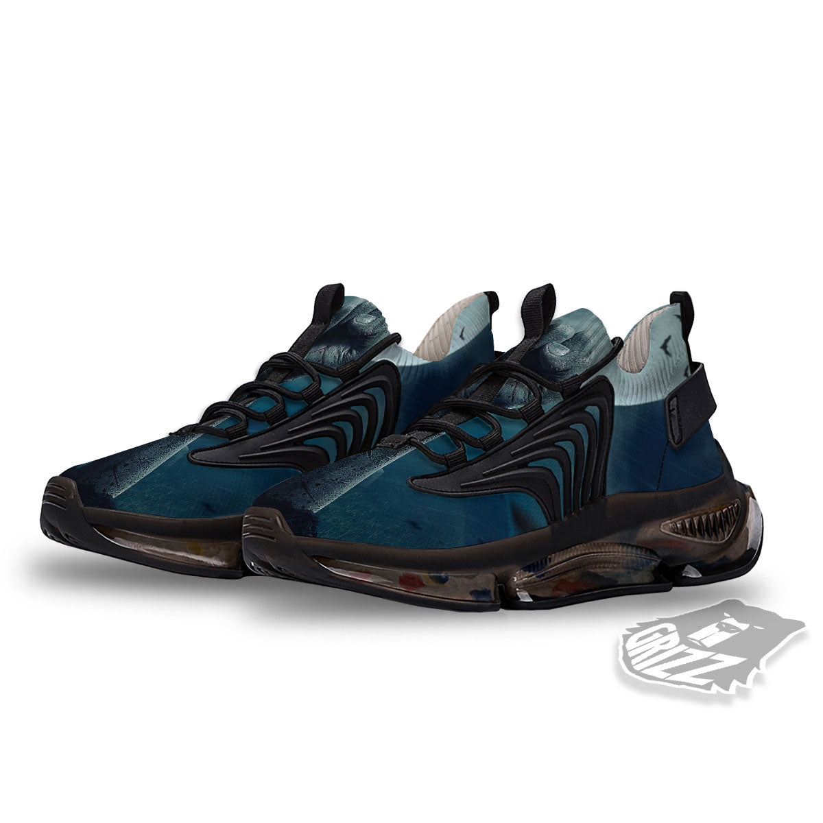 Zombie Hand Rising From Grave Print Black Gym Shoes-grizzshop
