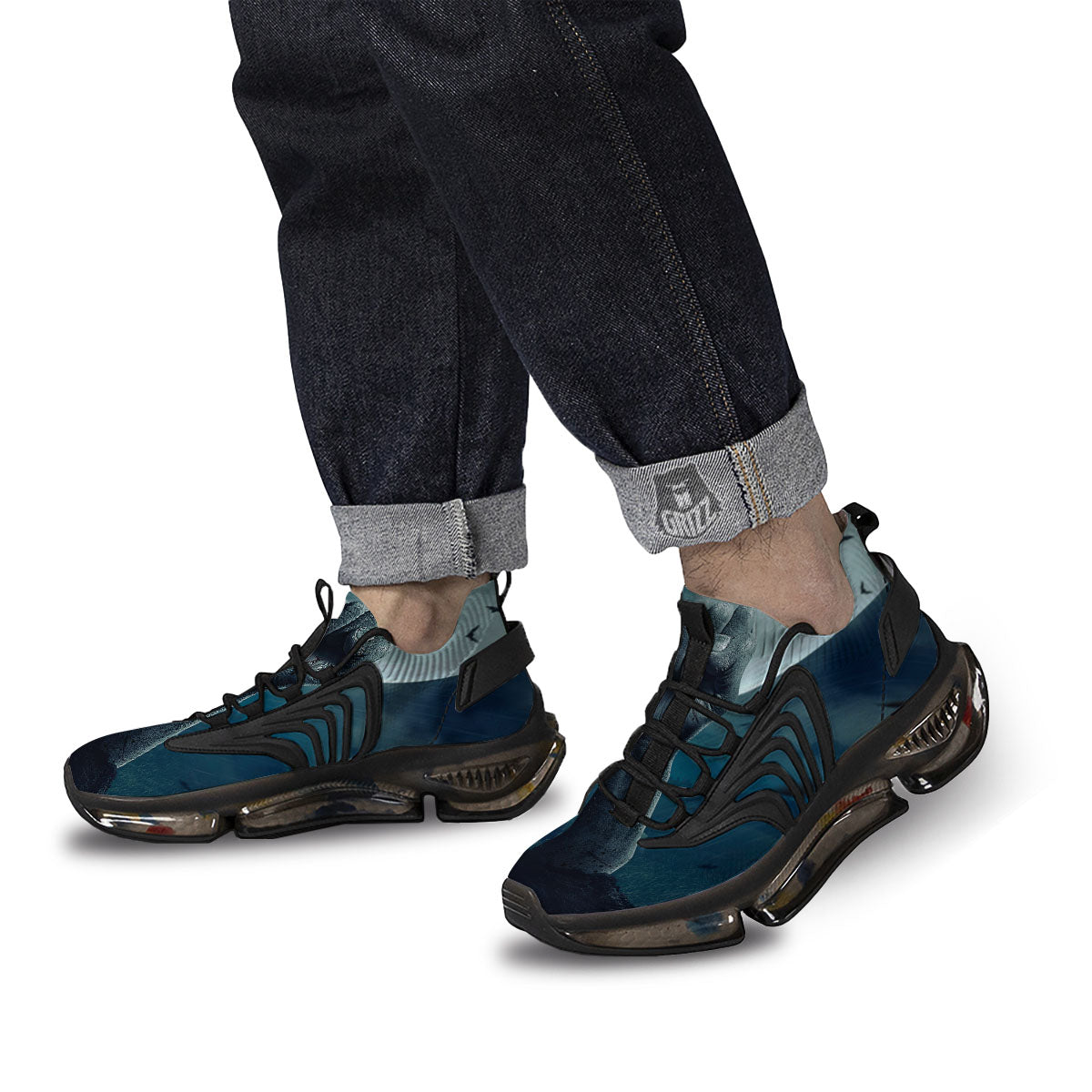 Zombie Hand Rising From Grave Print Black Gym Shoes-grizzshop