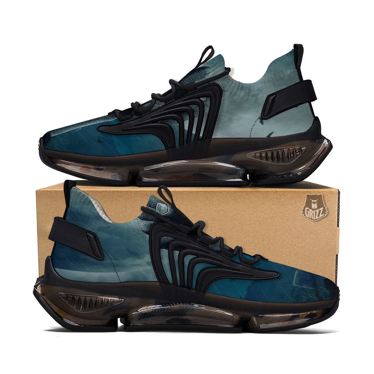 Zombie Hand Rising From Grave Print Black Gym Shoes-grizzshop