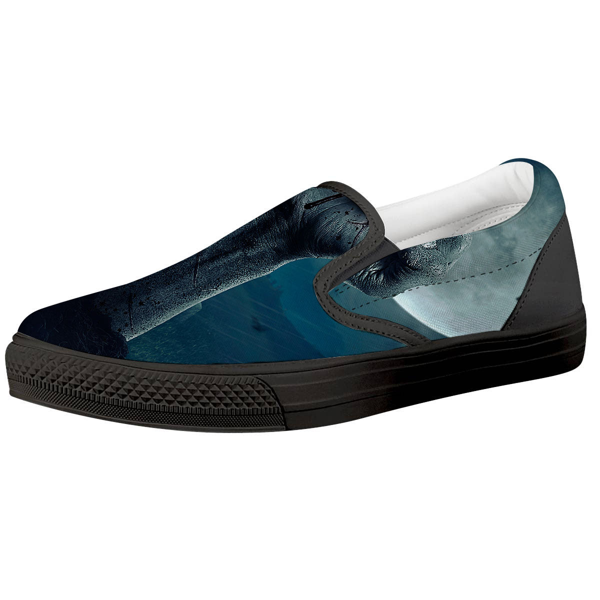 Zombie Hand Rising From Grave Print Black Slip On Shoes-grizzshop