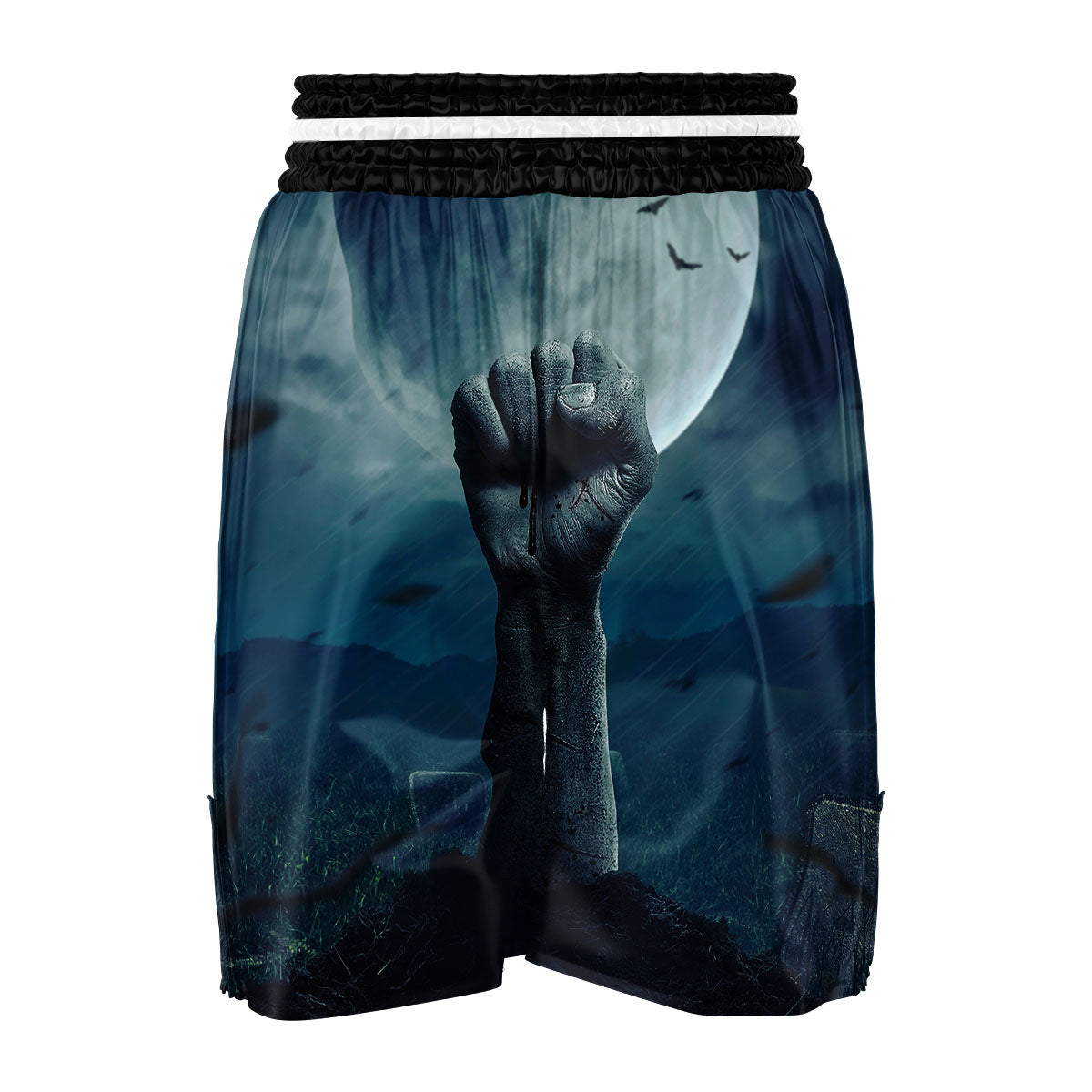 Zombie Hand Rising From Grave Print Boxing Shorts-grizzshop