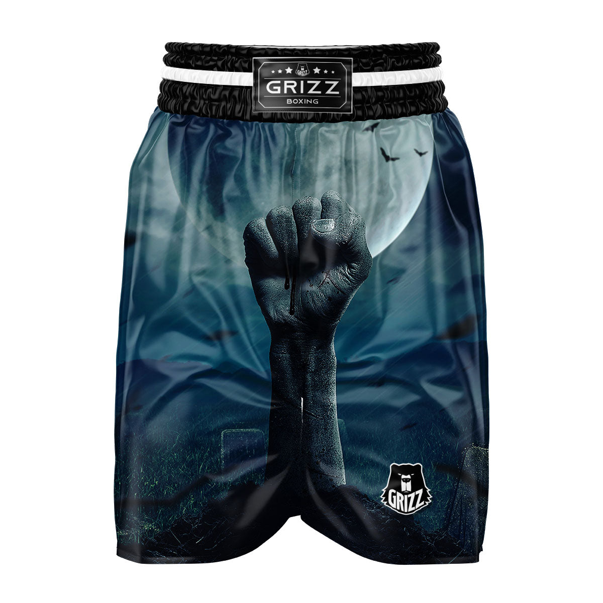 Zombie Hand Rising From Grave Print Boxing Shorts-grizzshop