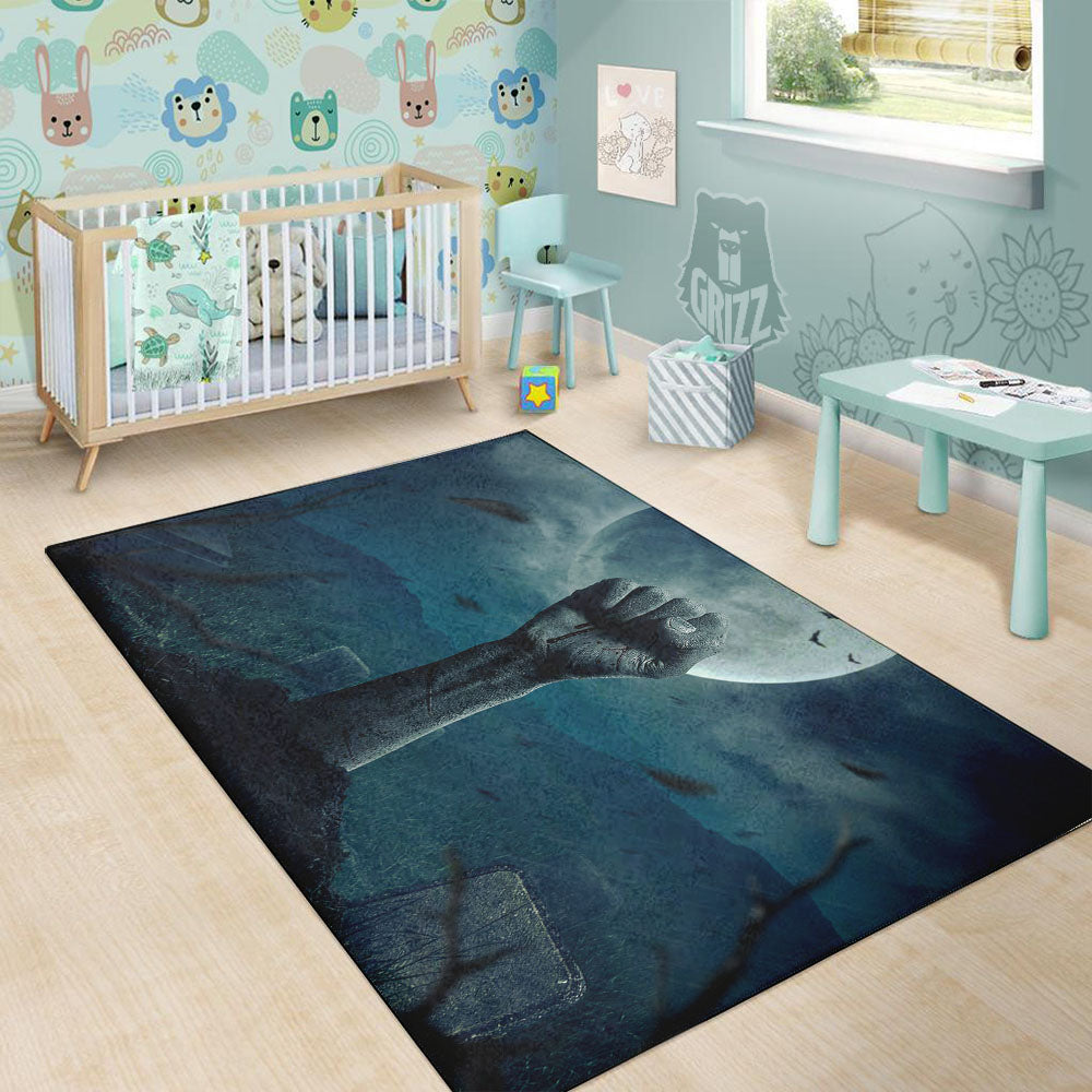 Zombie Hand Rising From Grave Print Floor Mat-grizzshop
