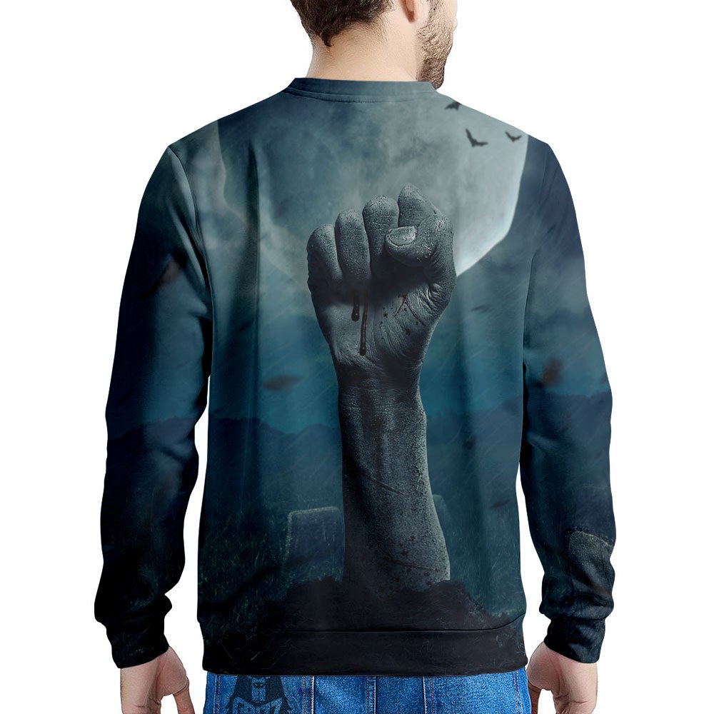 Zombie Hand Rising From Grave Print Men's Sweatshirt-grizzshop