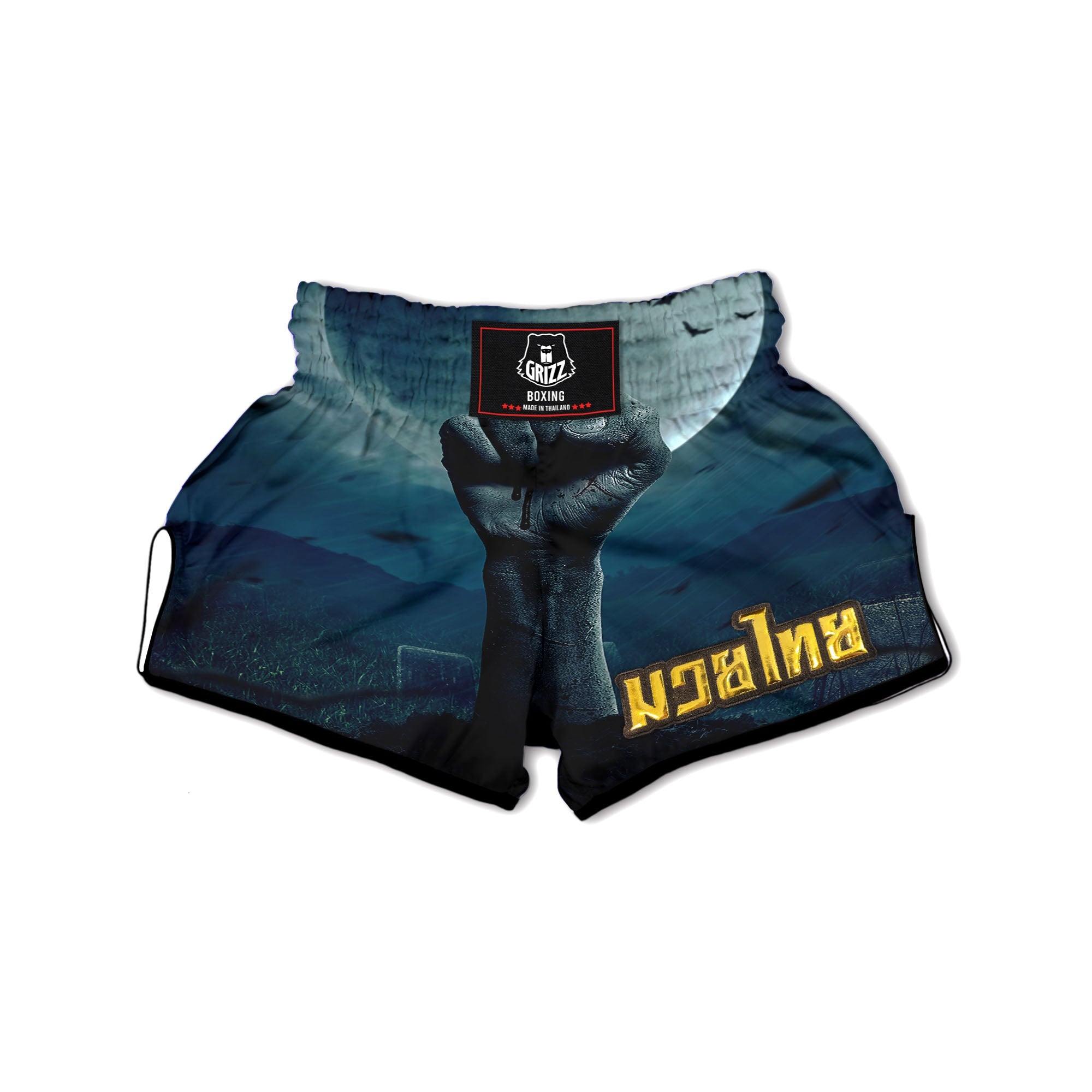 Zombie Hand Rising From Grave Print Muay Thai Boxing Shorts-grizzshop