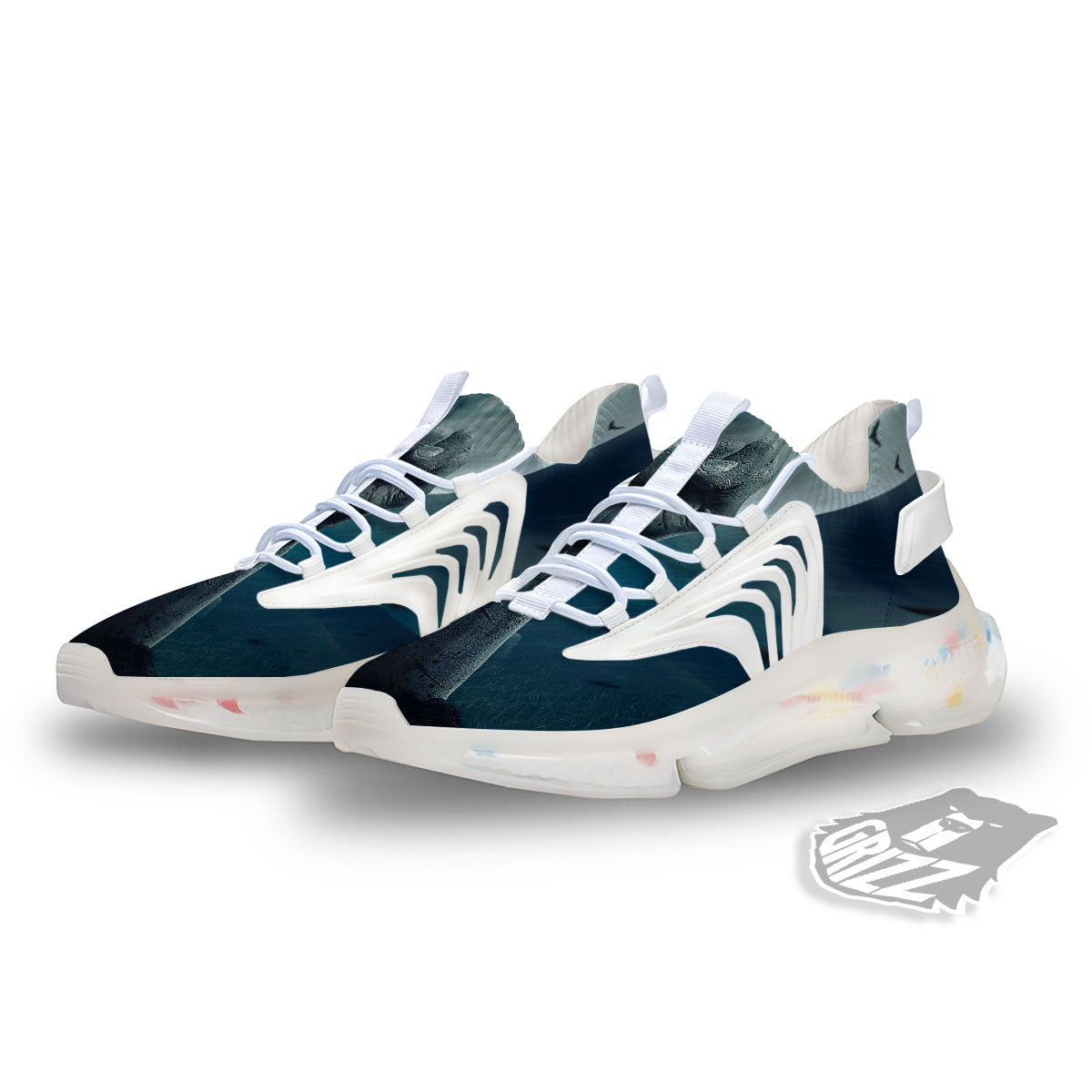 Zombie Hand Rising From Grave Print White Gym Shoes-grizzshop