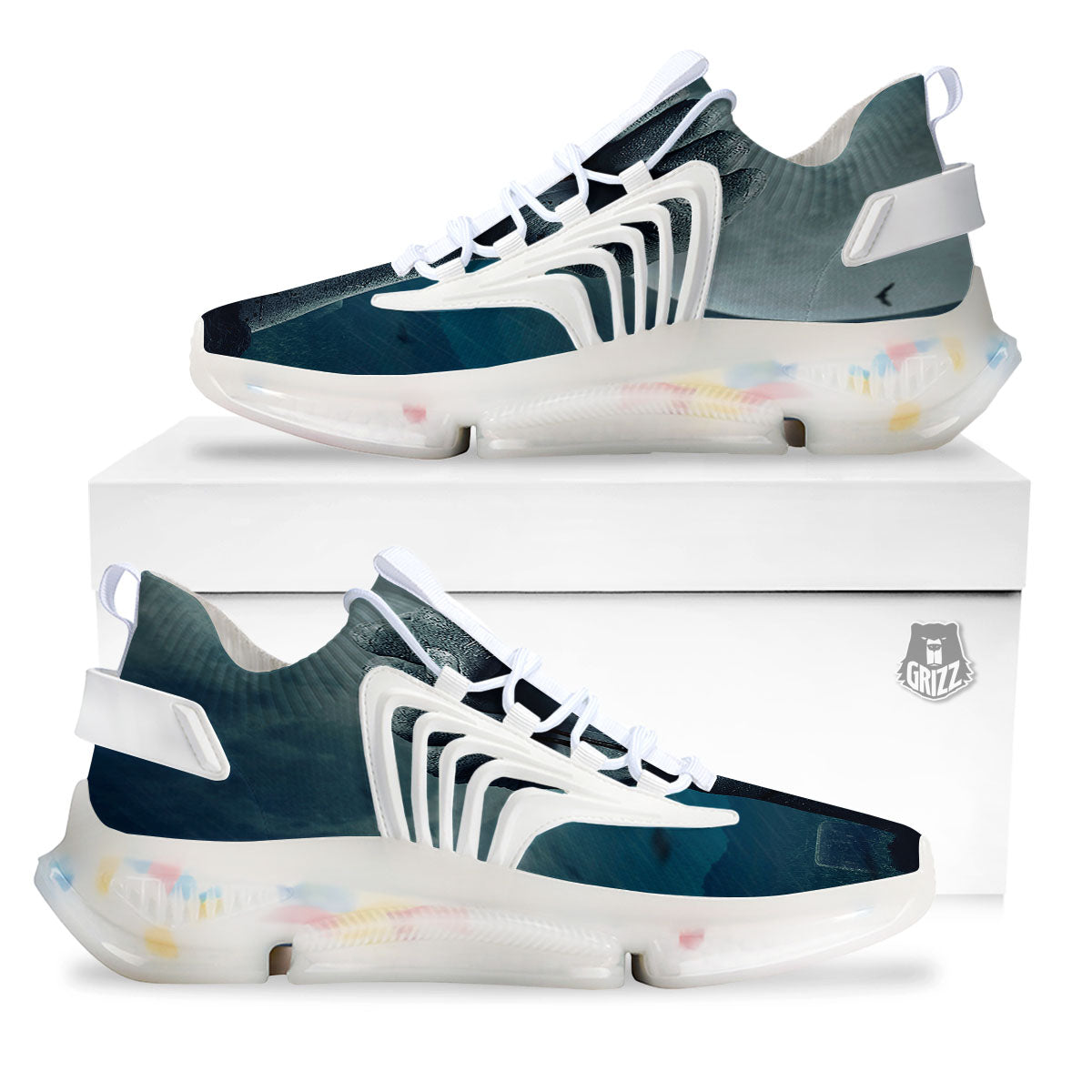 Zombie Hand Rising From Grave Print White Gym Shoes-grizzshop