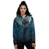 Zombie Hand Rising From Grave Print Women's Bomber Jacket-grizzshop