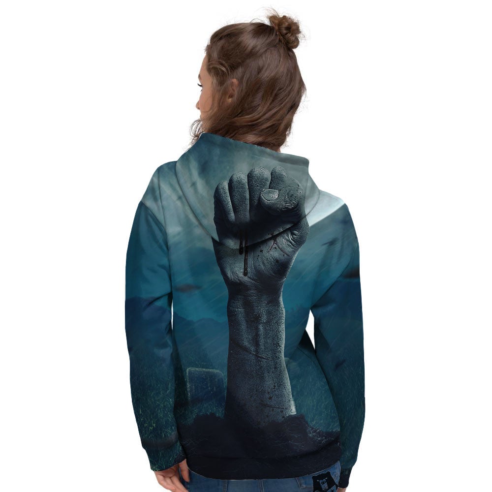 Zombie Hand Rising From Grave Print Women's Hoodie-grizzshop