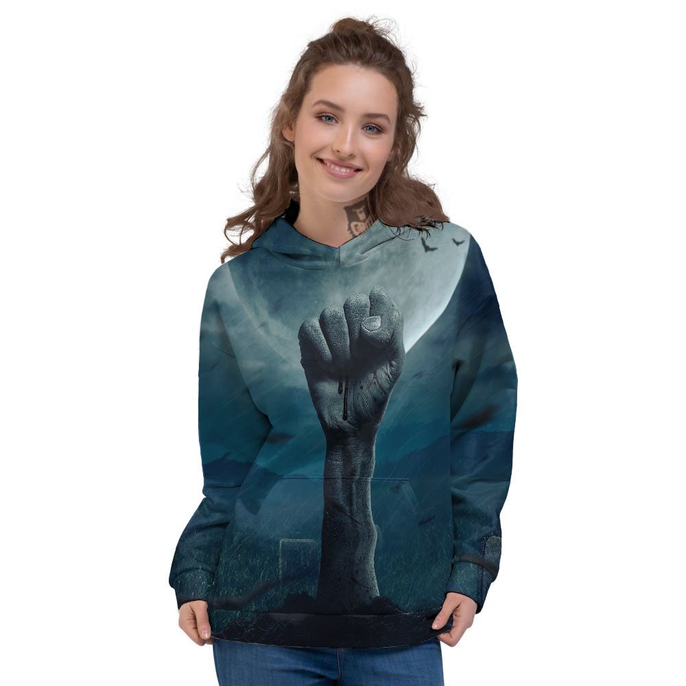 Zombie Hand Rising From Grave Print Women's Hoodie-grizzshop