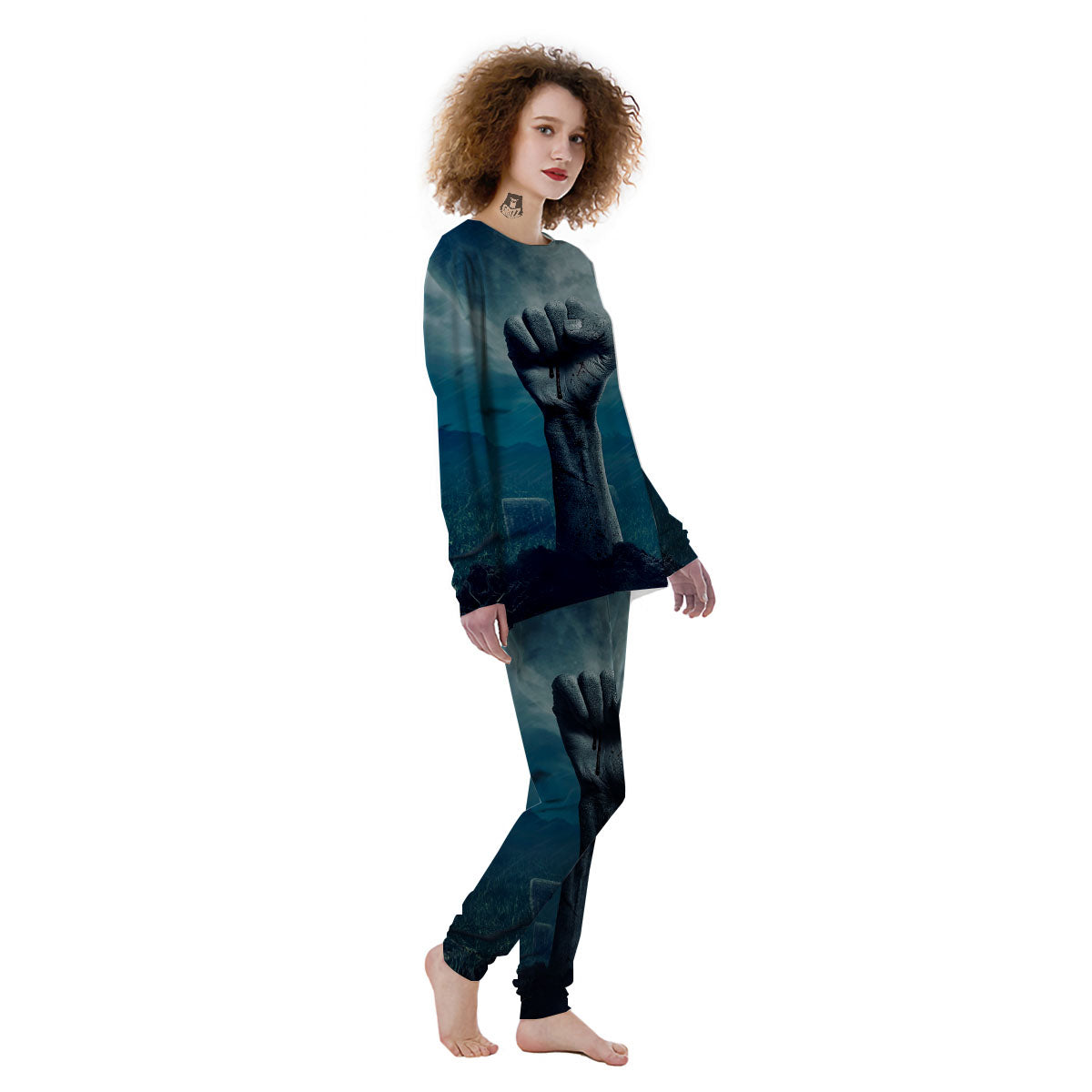 Zombie Hand Rising From Grave Print Women's Pajamas-grizzshop