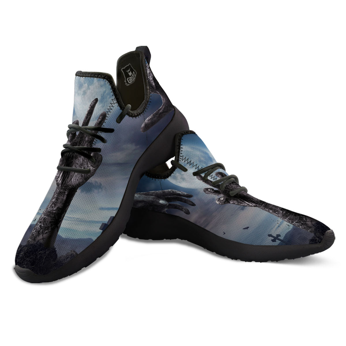Zombie Hands Halloween Print Black Athletic Shoes-grizzshop