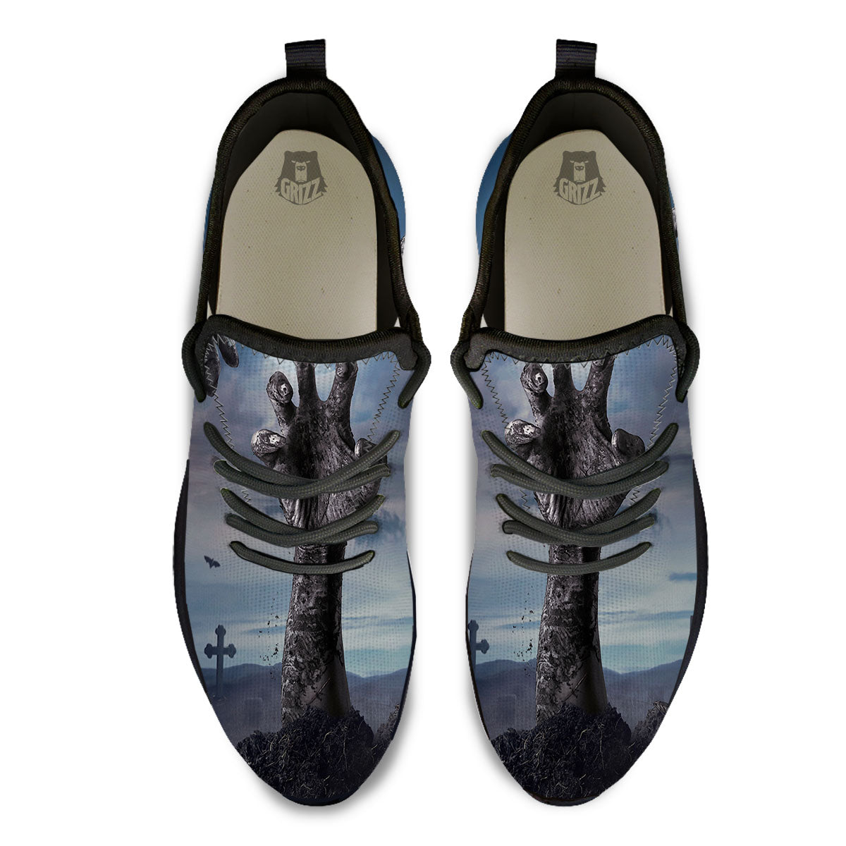 Zombie Hands Halloween Print Black Athletic Shoes-grizzshop