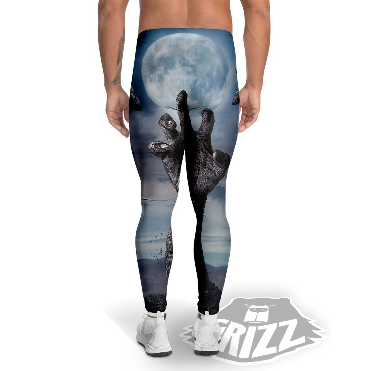 Zombie Hands Halloween Print Men's Leggings-grizzshop