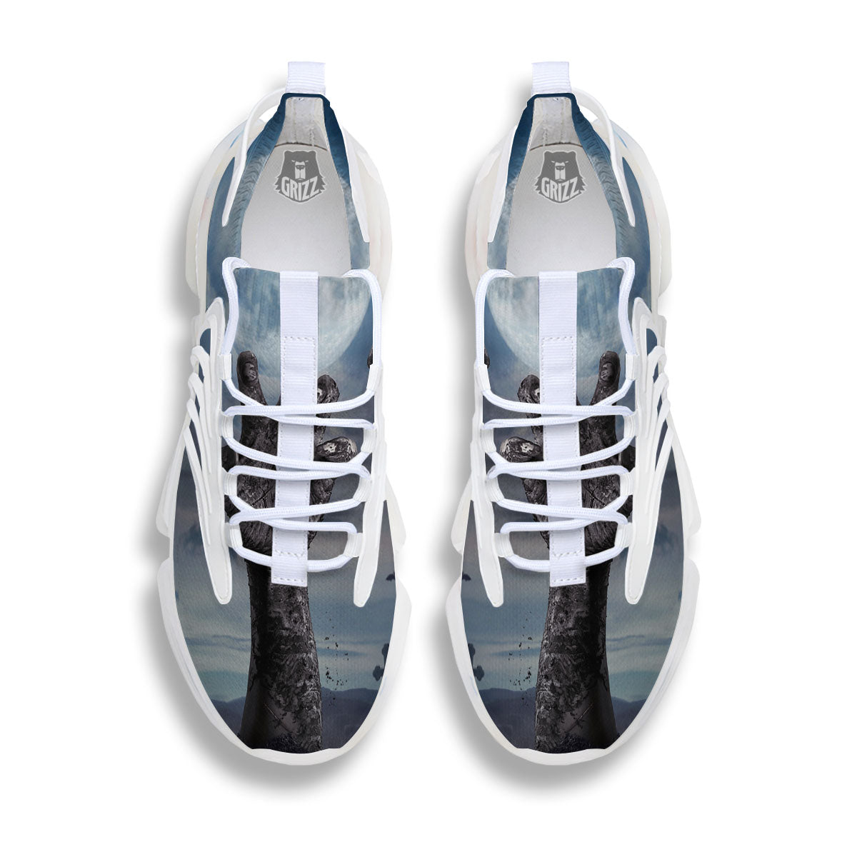 Zombie Hands Halloween Print White Gym Shoes-grizzshop