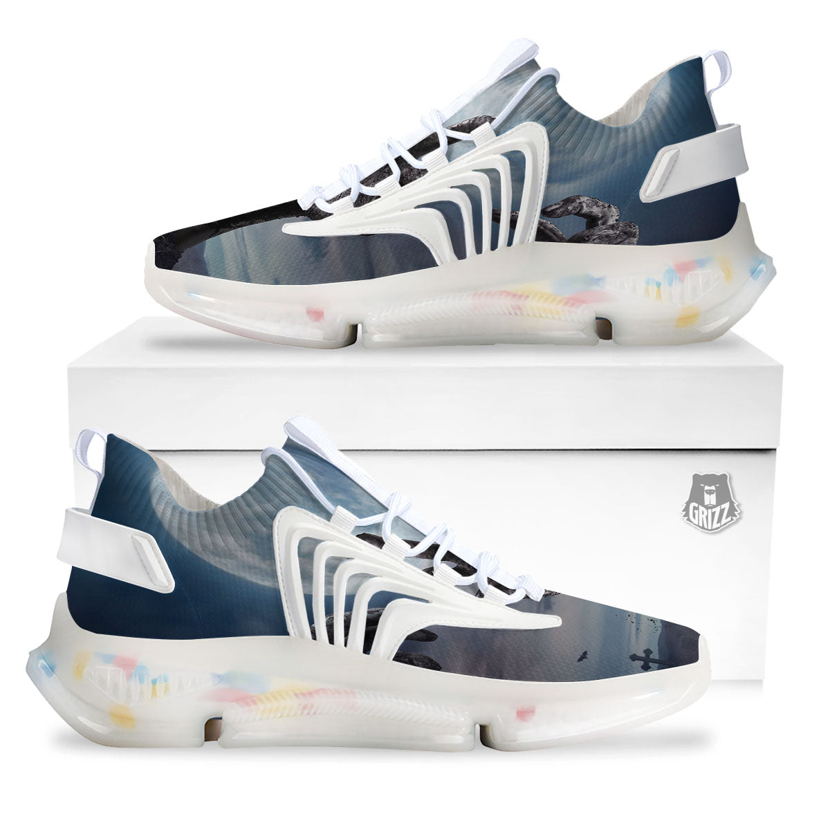Zombie Hands Halloween Print White Gym Shoes-grizzshop