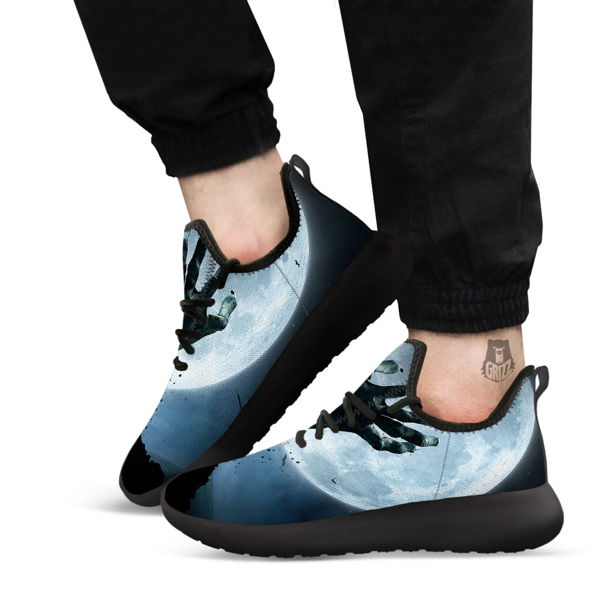 Zombie Hands Scary Print Black Athletic Shoes-grizzshop