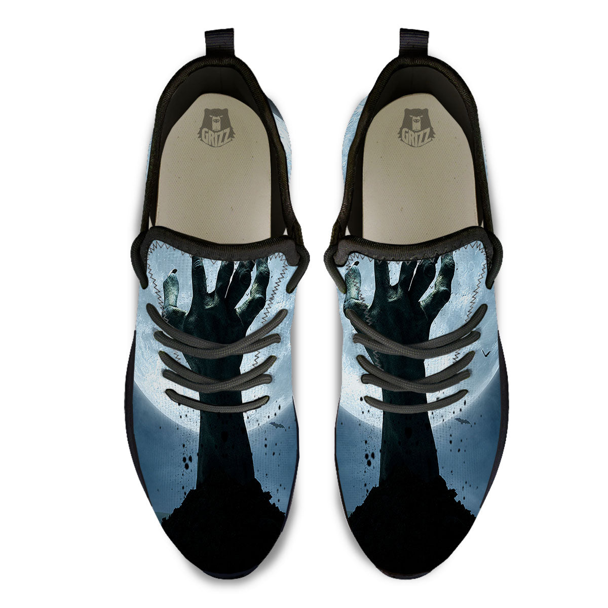 Zombie Hands Scary Print Black Athletic Shoes-grizzshop