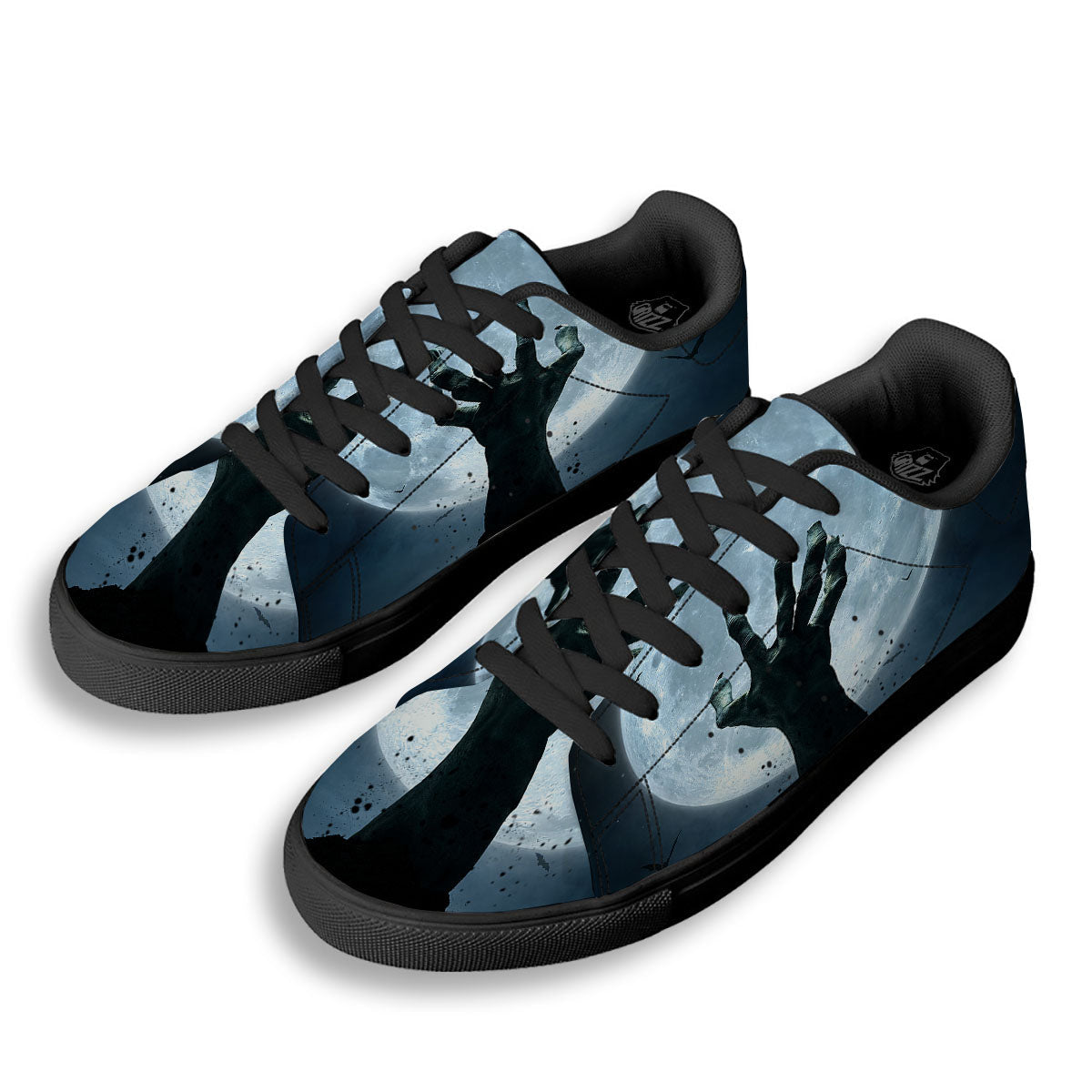 Zombie Hands Scary Print Black Low Top Sneakers-grizzshop