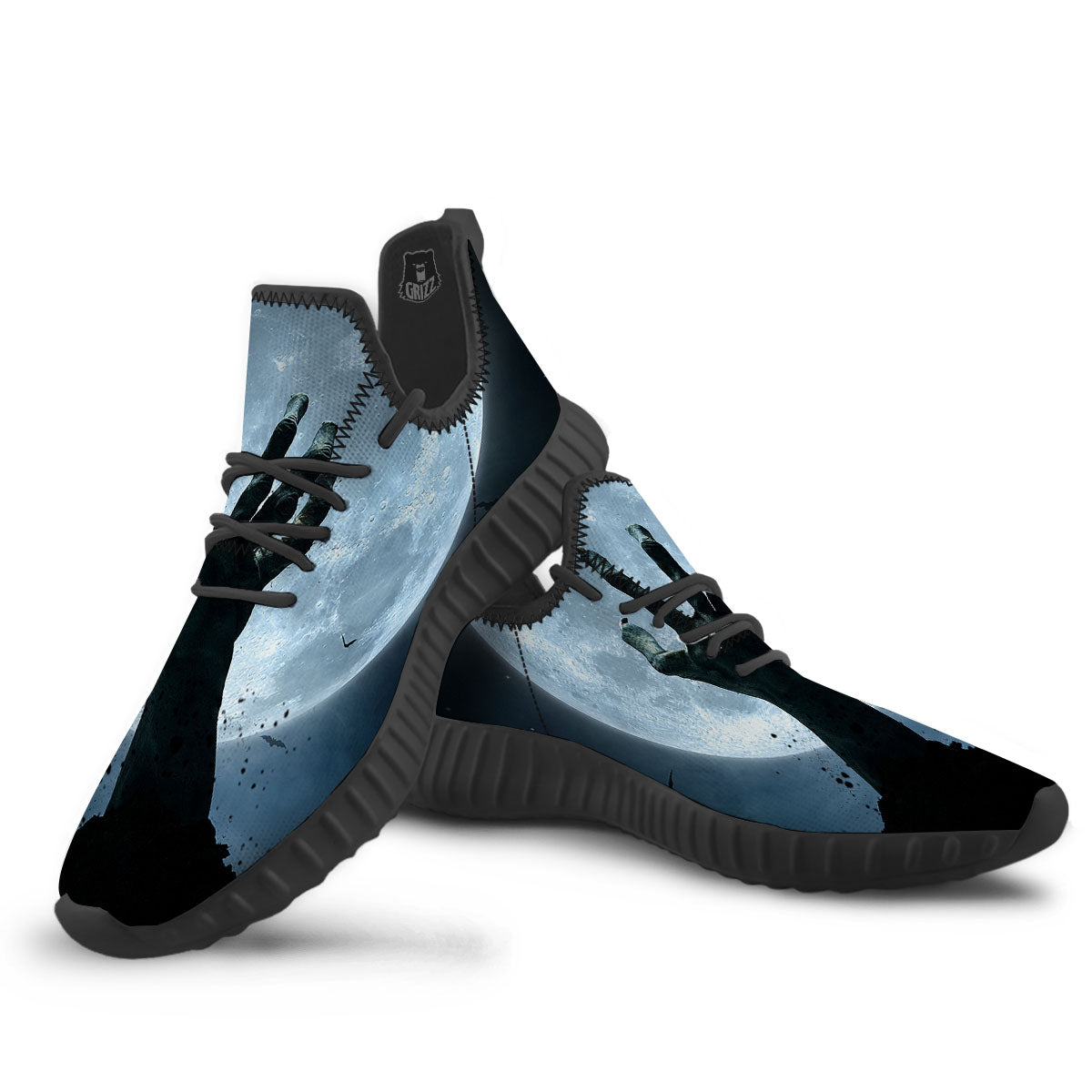 Zombie Hands Scary Print Black Walking Shoes-grizzshop