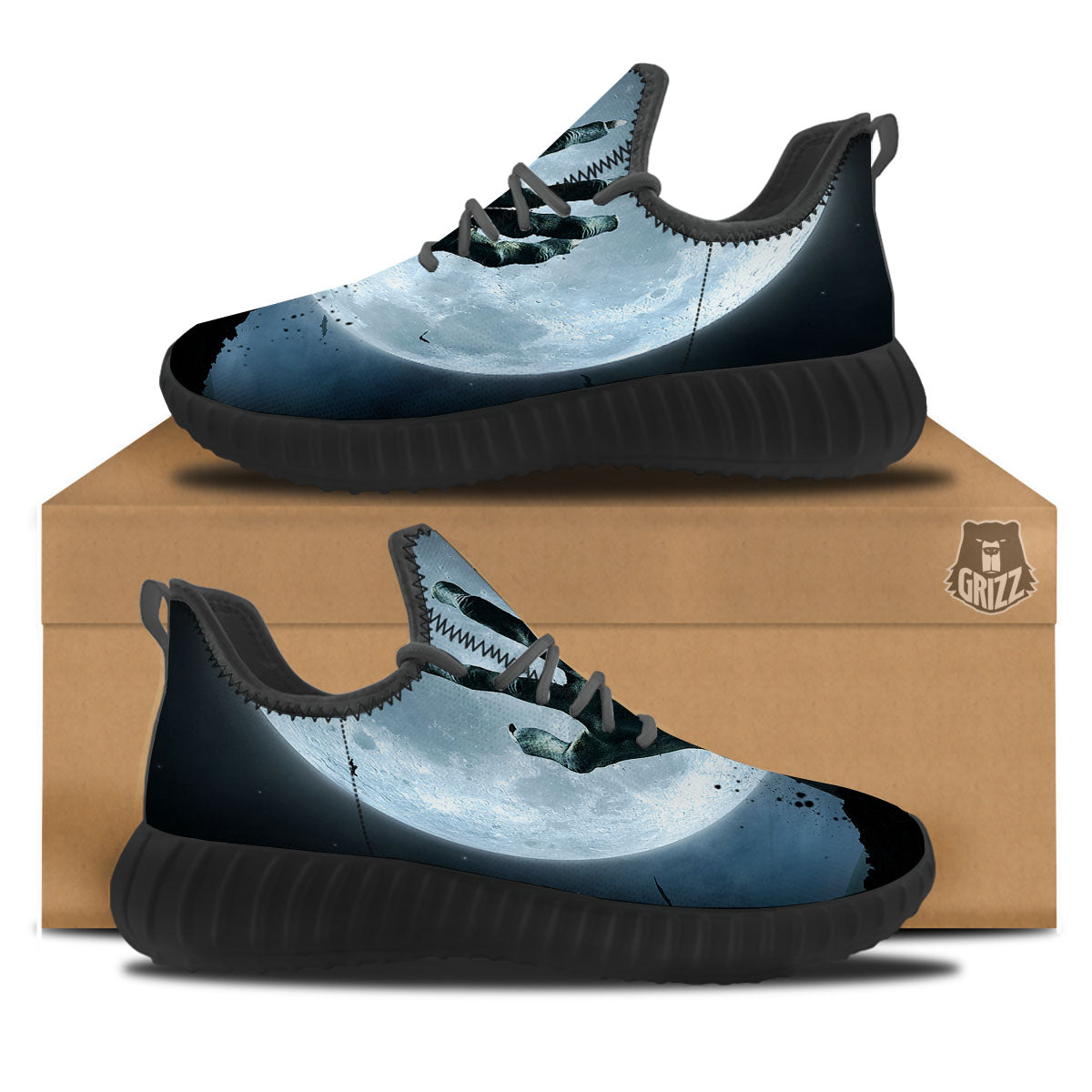 Zombie Hands Scary Print Black Walking Shoes-grizzshop