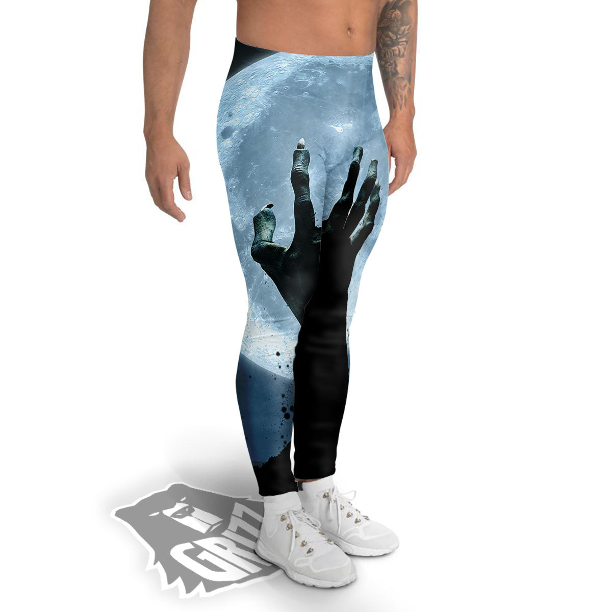 Zombie Hands Scary Print Men's Leggings-grizzshop