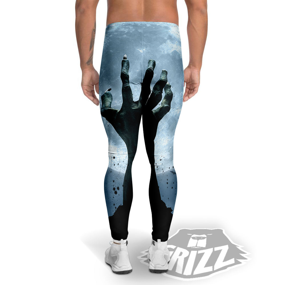 Zombie Hands Scary Print Men's Leggings-grizzshop