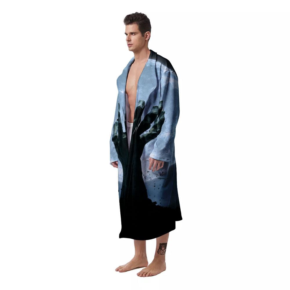 Zombie Hands Scary Print Men's Robe-grizzshop