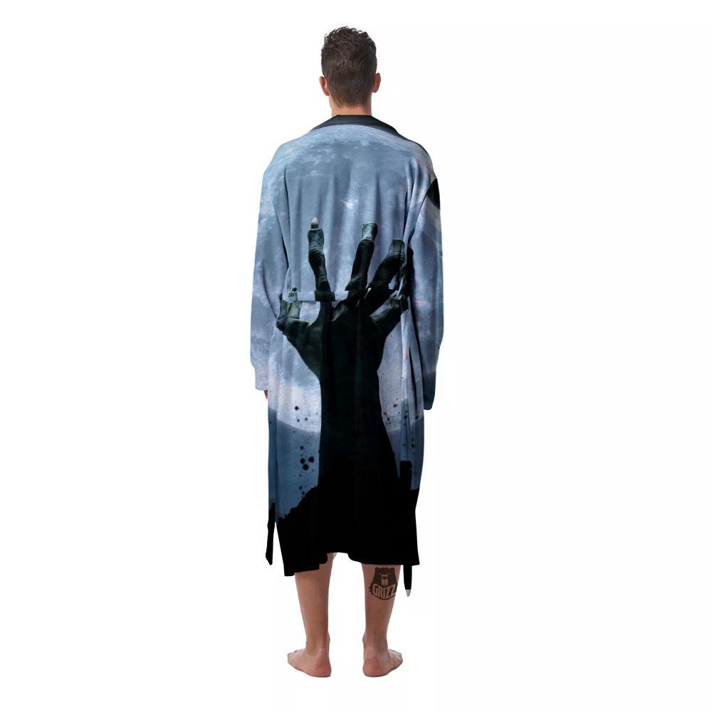 Zombie Hands Scary Print Men's Robe-grizzshop