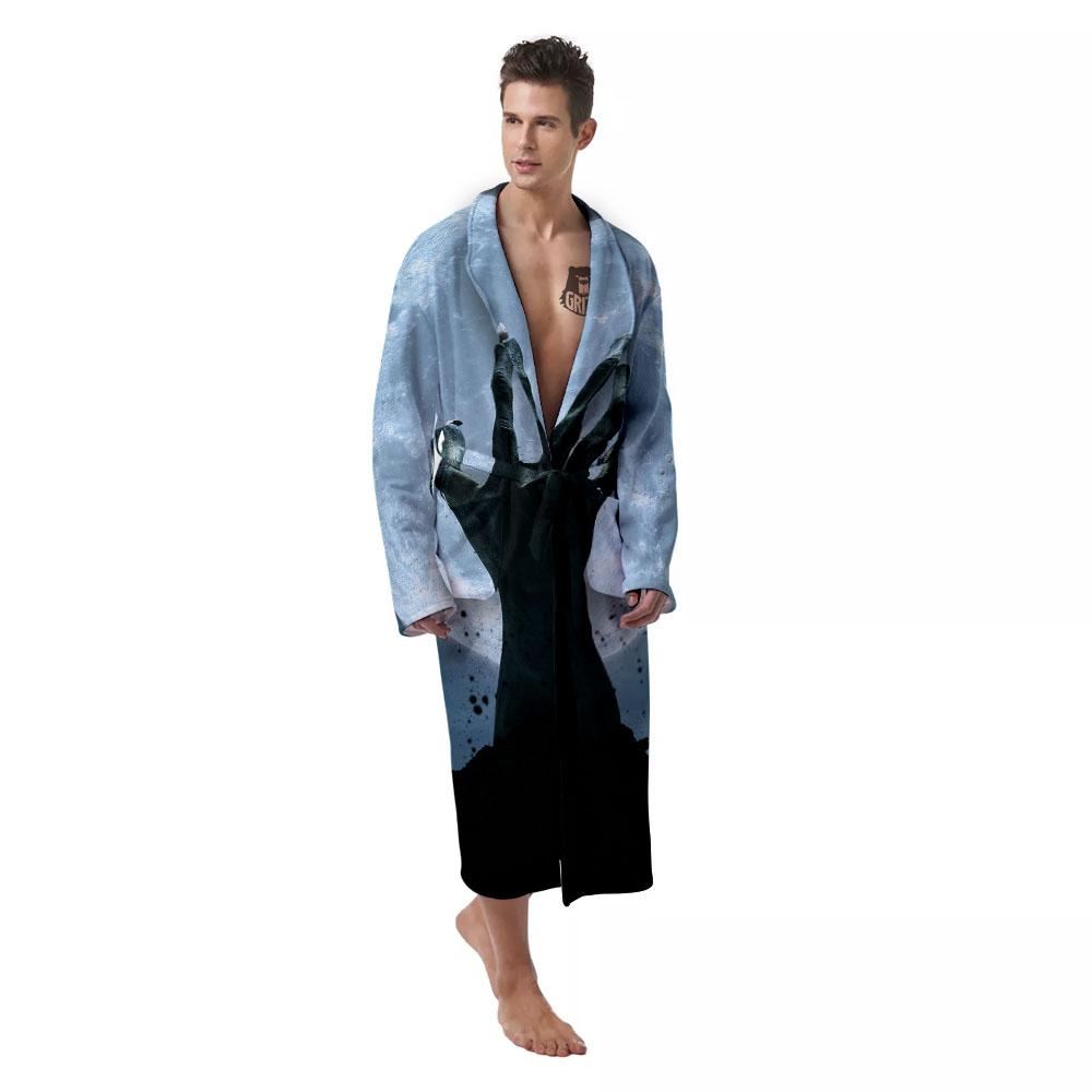 Zombie Hands Scary Print Men's Robe-grizzshop