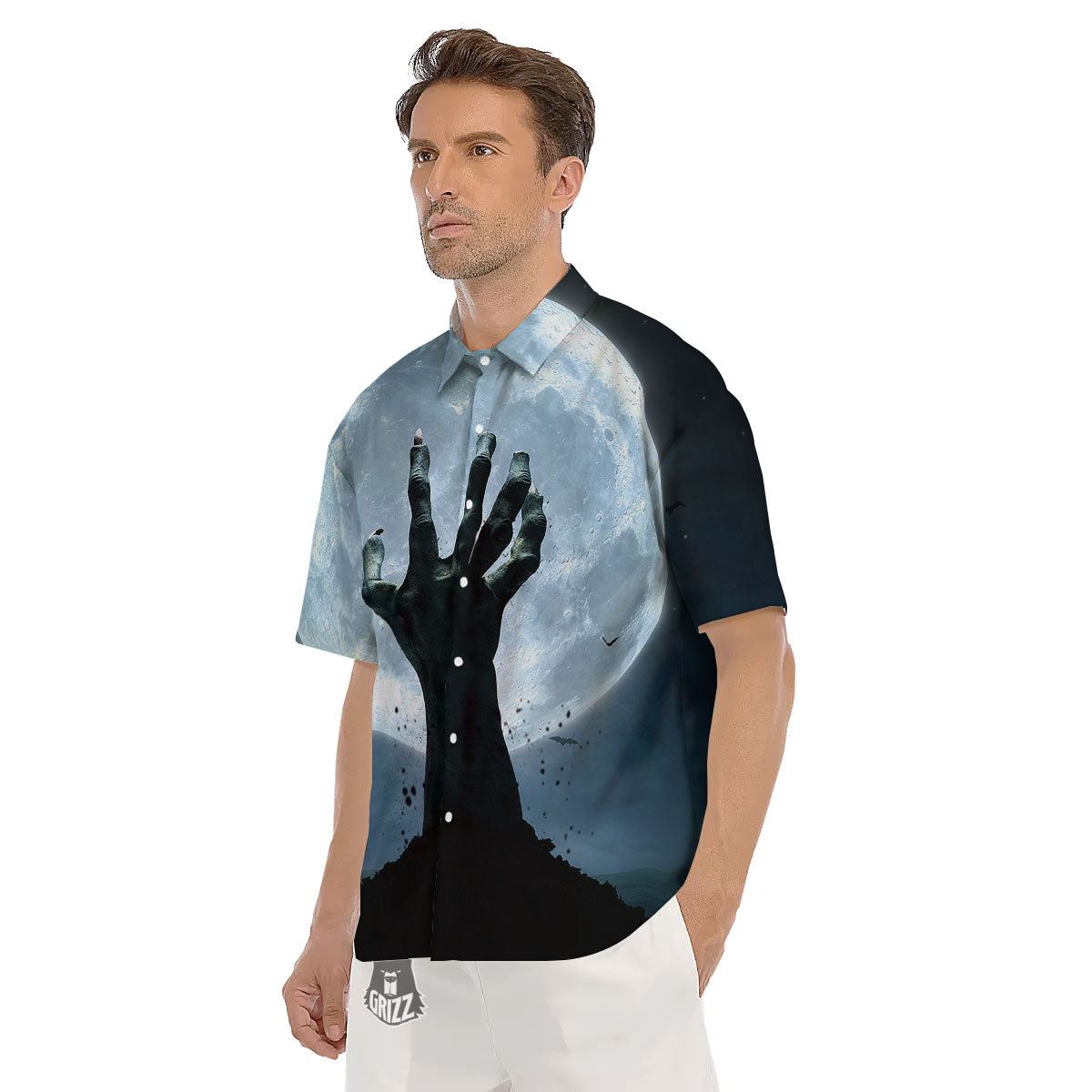 Zombie Hands Scary Print Men's Short Sleeve Shirts-grizzshop