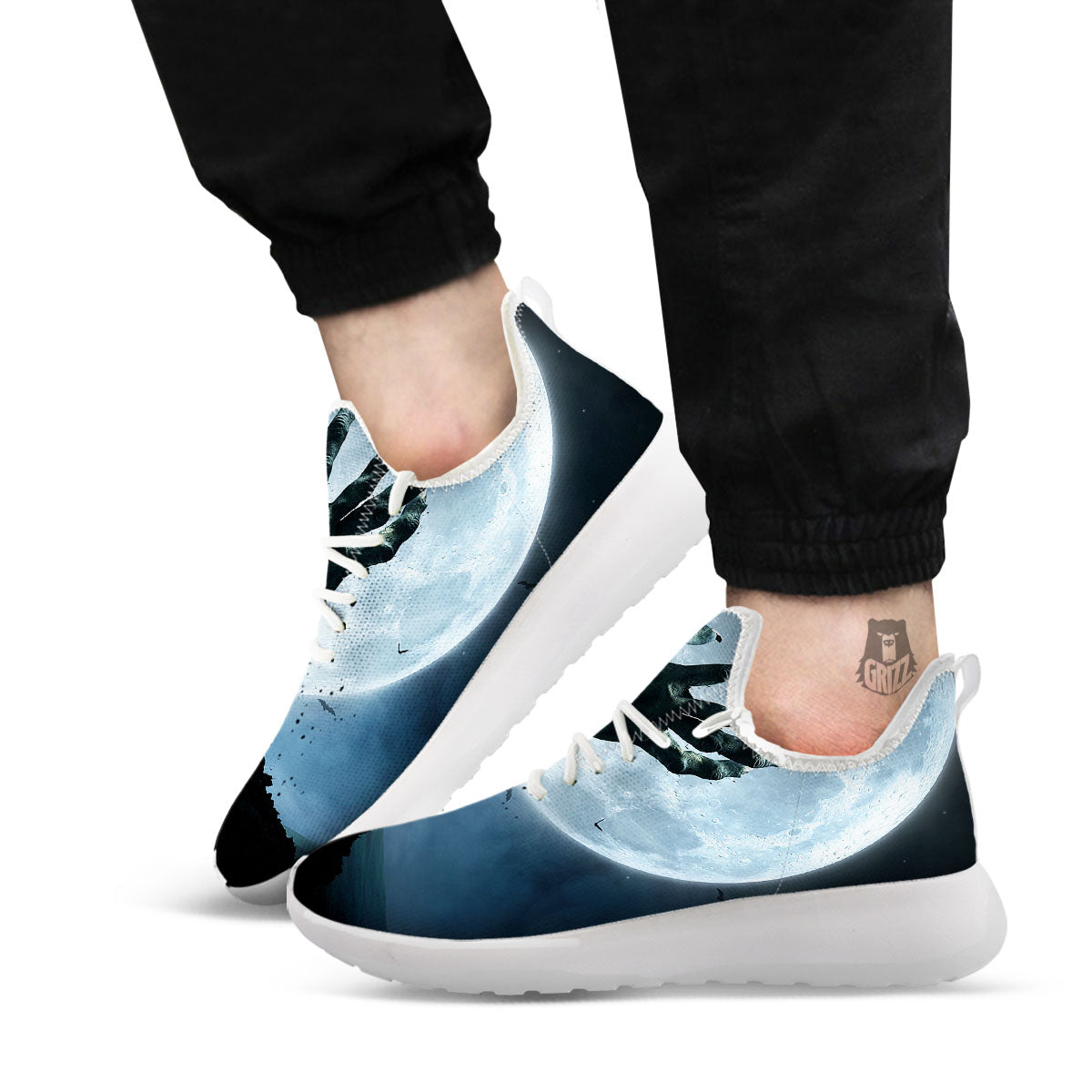 Zombie Hands Scary Print White Athletic Shoes-grizzshop