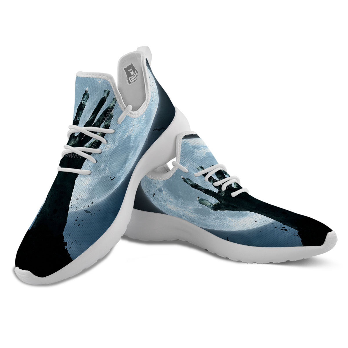 Zombie Hands Scary Print White Athletic Shoes-grizzshop