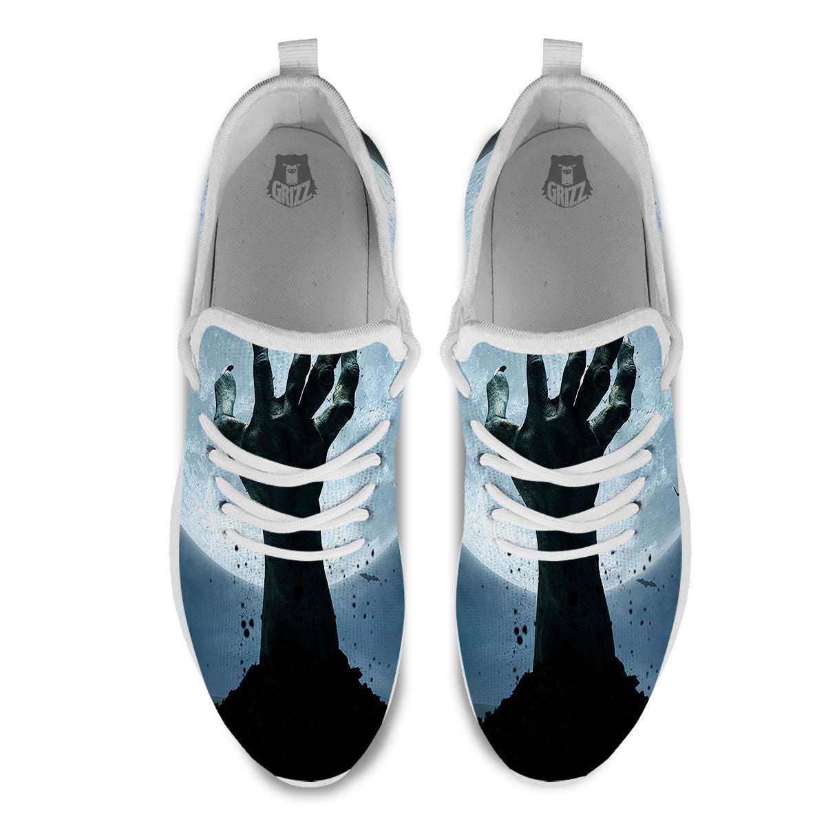 Zombie Hands Scary Print White Athletic Shoes-grizzshop