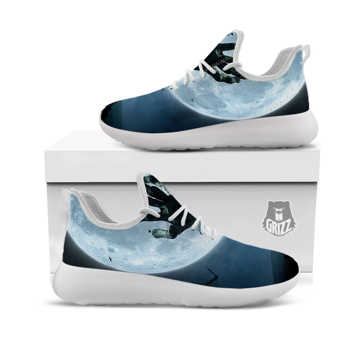 Zombie Hands Scary Print White Athletic Shoes-grizzshop