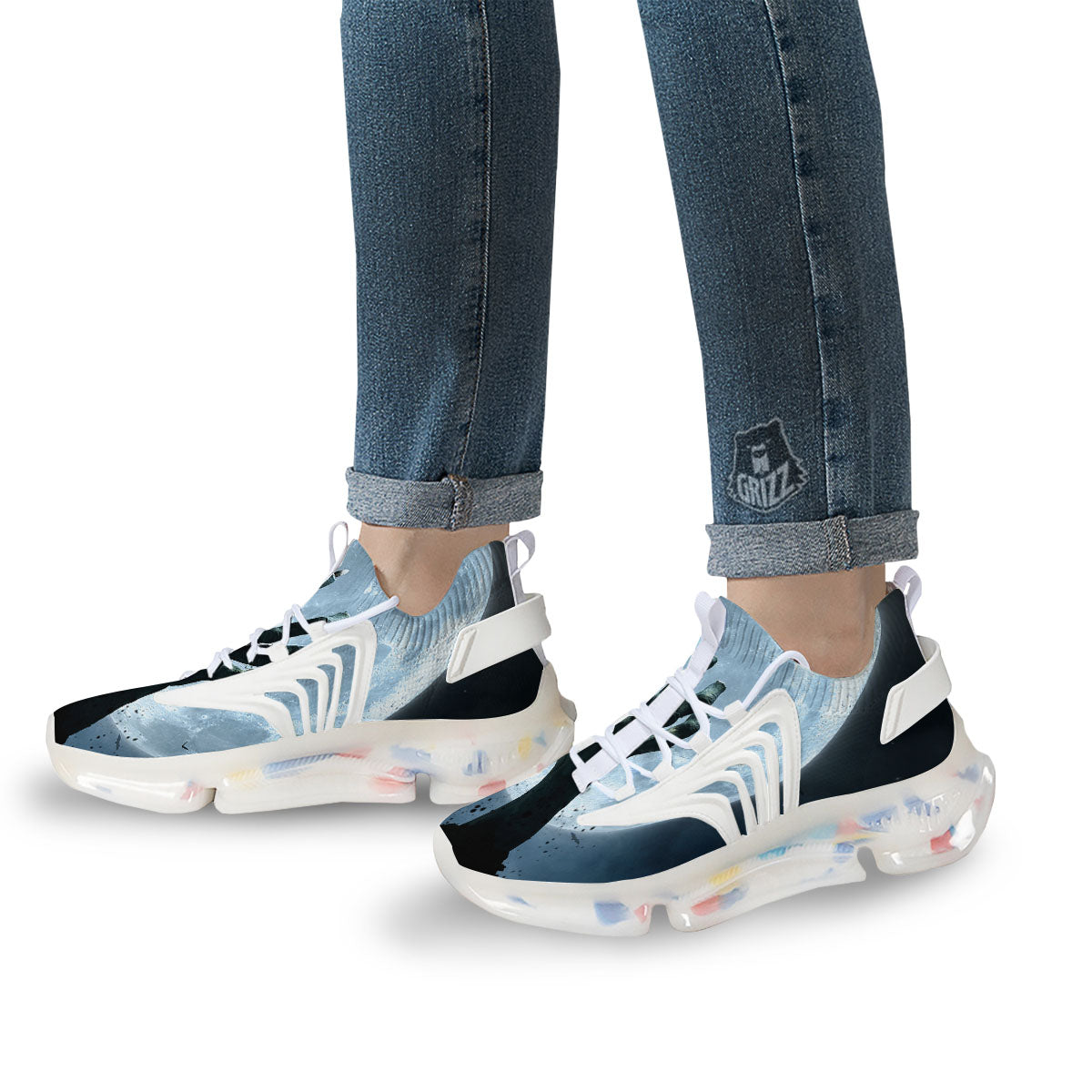 Zombie Hands Scary Print White Gym Shoes-grizzshop
