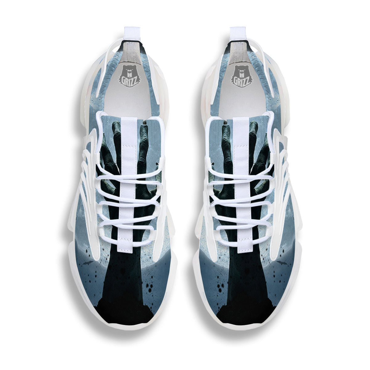 Zombie Hands Scary Print White Gym Shoes-grizzshop