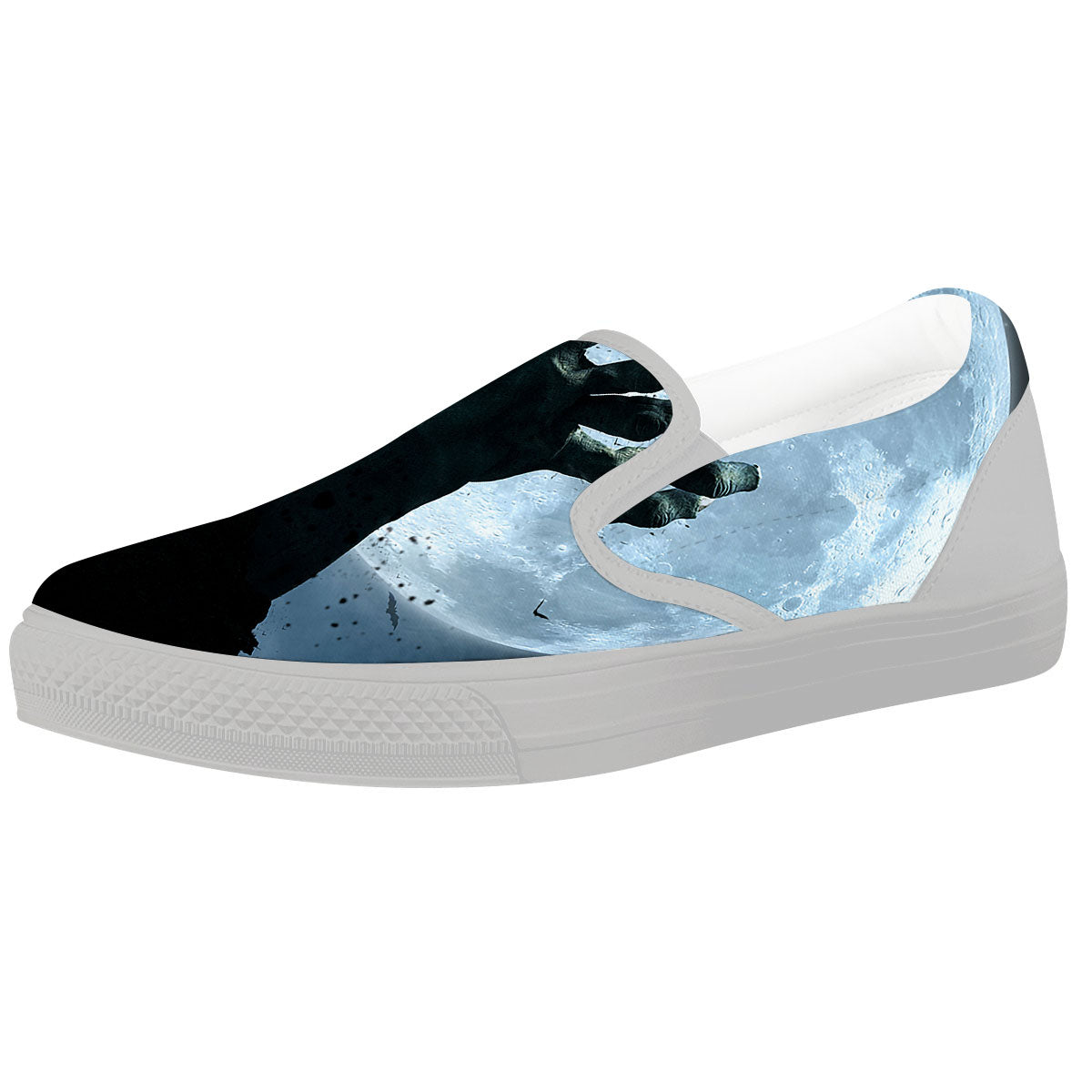 Zombie Hands Scary Print White Slip On Shoes-grizzshop