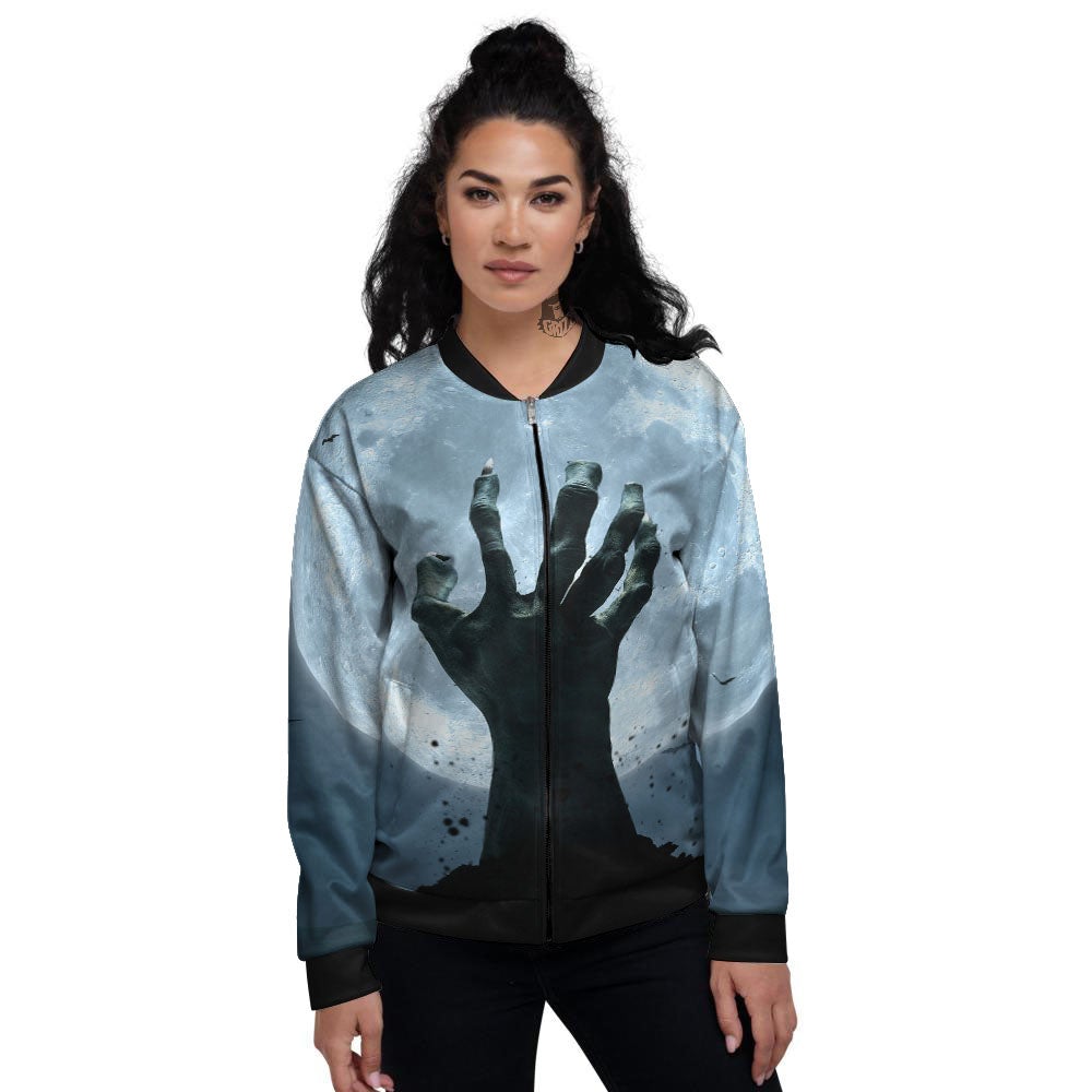 Zombie Hands Scary Print Women's Bomber Jacket-grizzshop