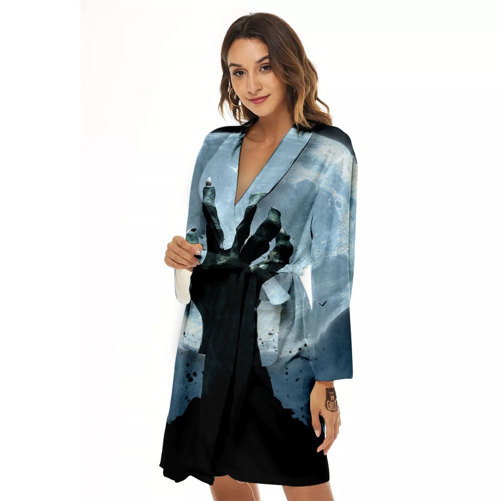 Zombie Hands Scary Print Women's Robe-grizzshop