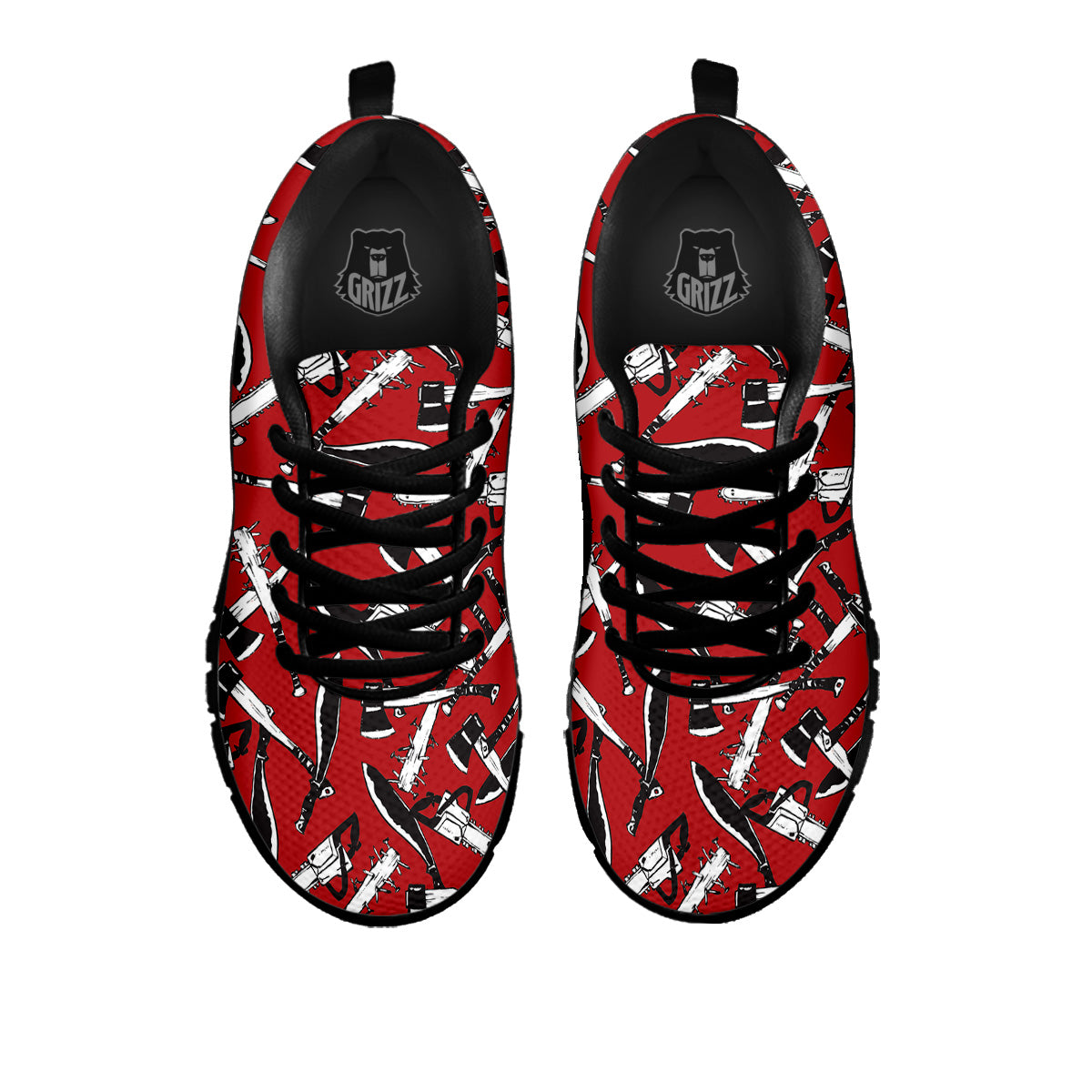 Zombie Killer Weapon Print Pattern Black Sneaker-grizzshop