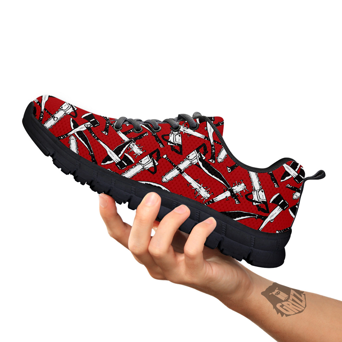Zombie Killer Weapon Print Pattern Black Sneaker-grizzshop