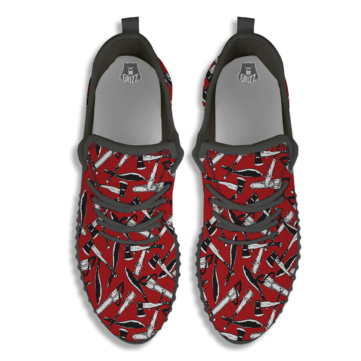 Zombie Killer Weapon Print Pattern Black Walking Shoes-grizzshop