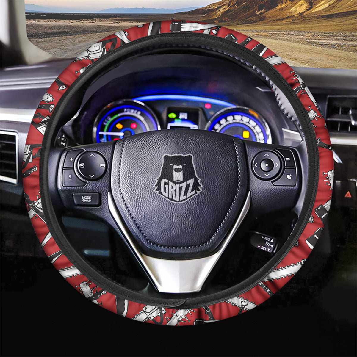 Zombie Killer Weapon Print Pattern Car Steering Wheel Cover-grizzshop