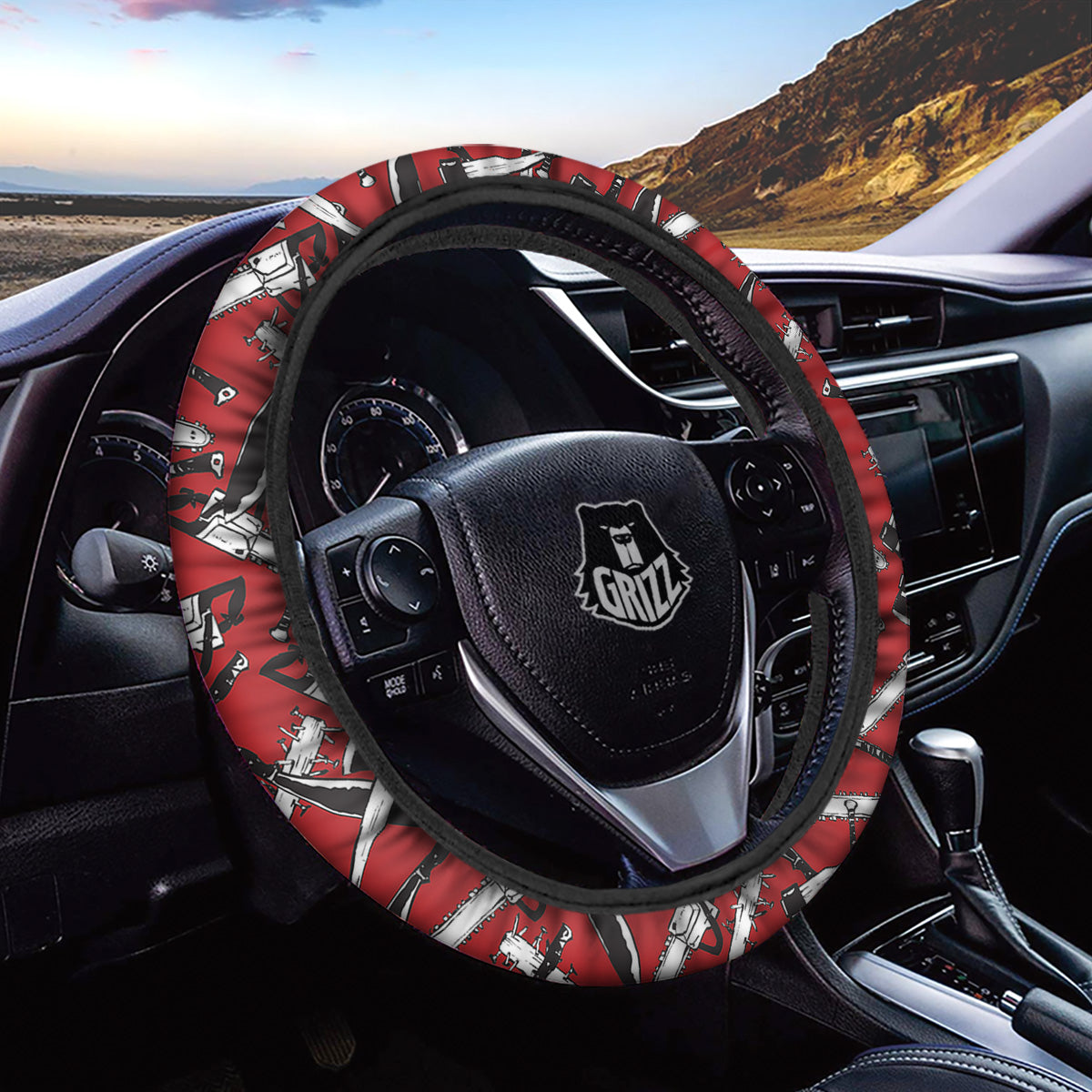 Zombie Killer Weapon Print Pattern Car Steering Wheel Cover-grizzshop