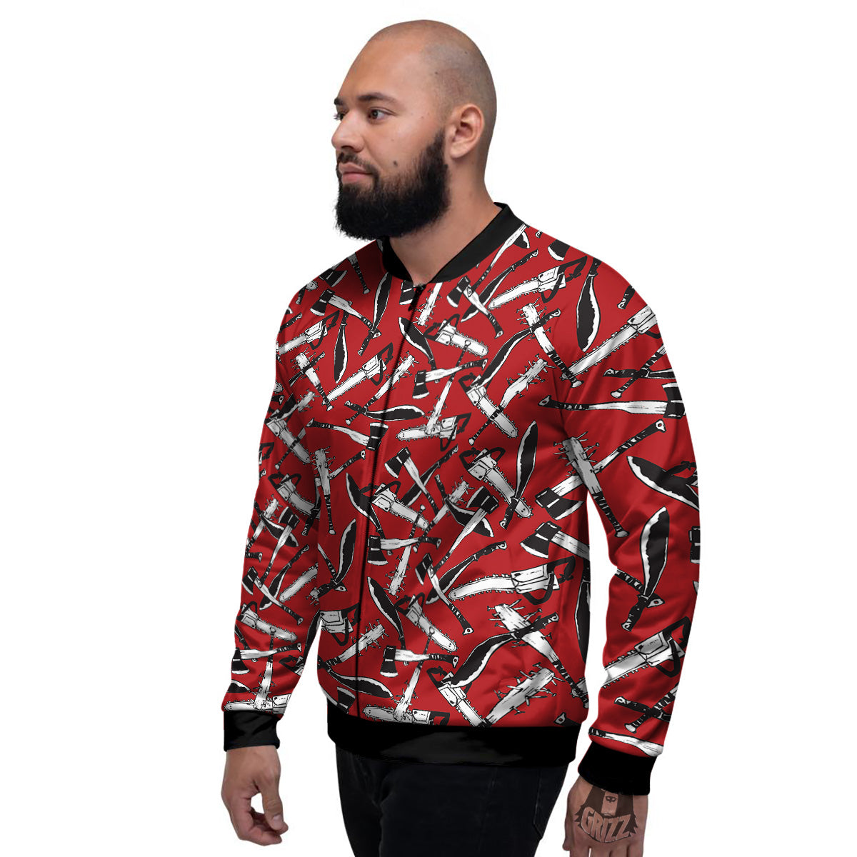 Zombie Killer Weapon Print Pattern Men's Bomber Jacket-grizzshop
